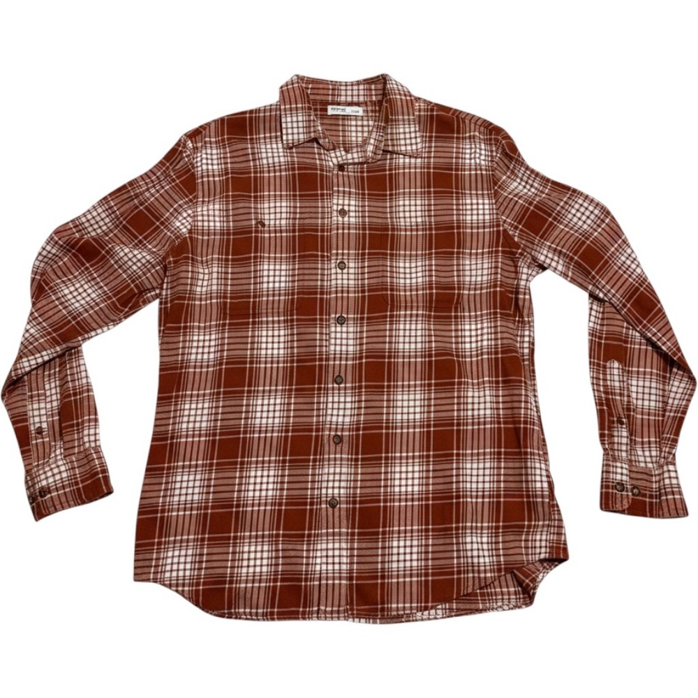 Sonoma Plaid Button Down Mens XL Rust Orange Excellent Flannel Style Shirt
